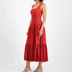 Women's Taylor Square Neck Pleat Tiered MIDI Dress, Size: 10